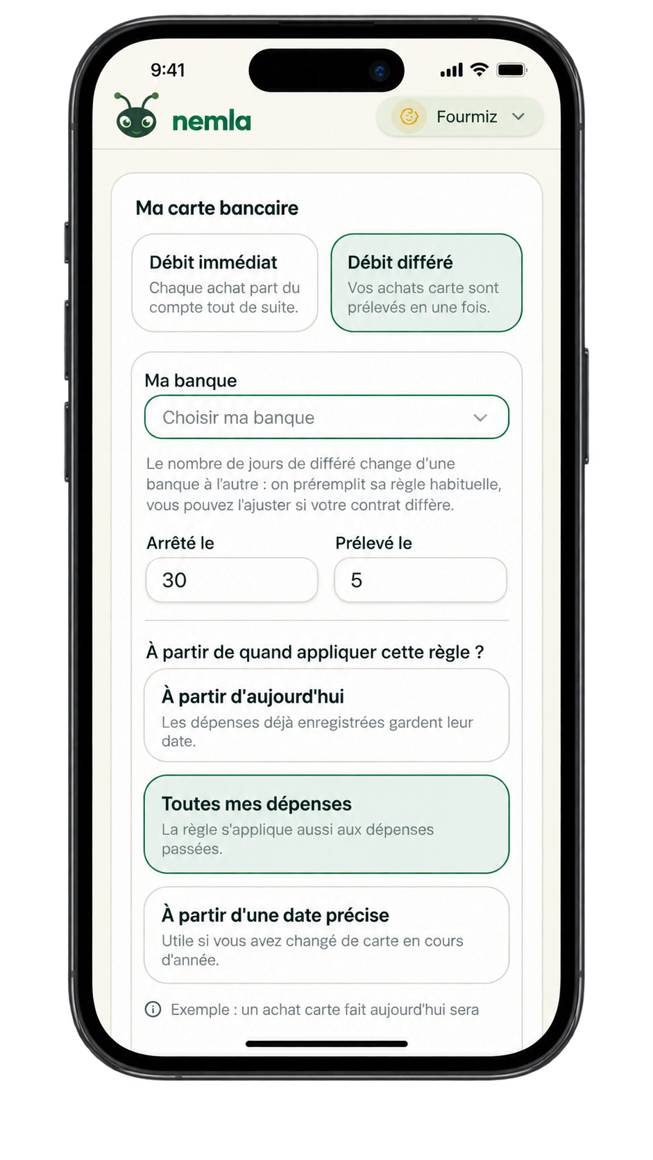 Réglage du débit différé et de la banque dans nemla