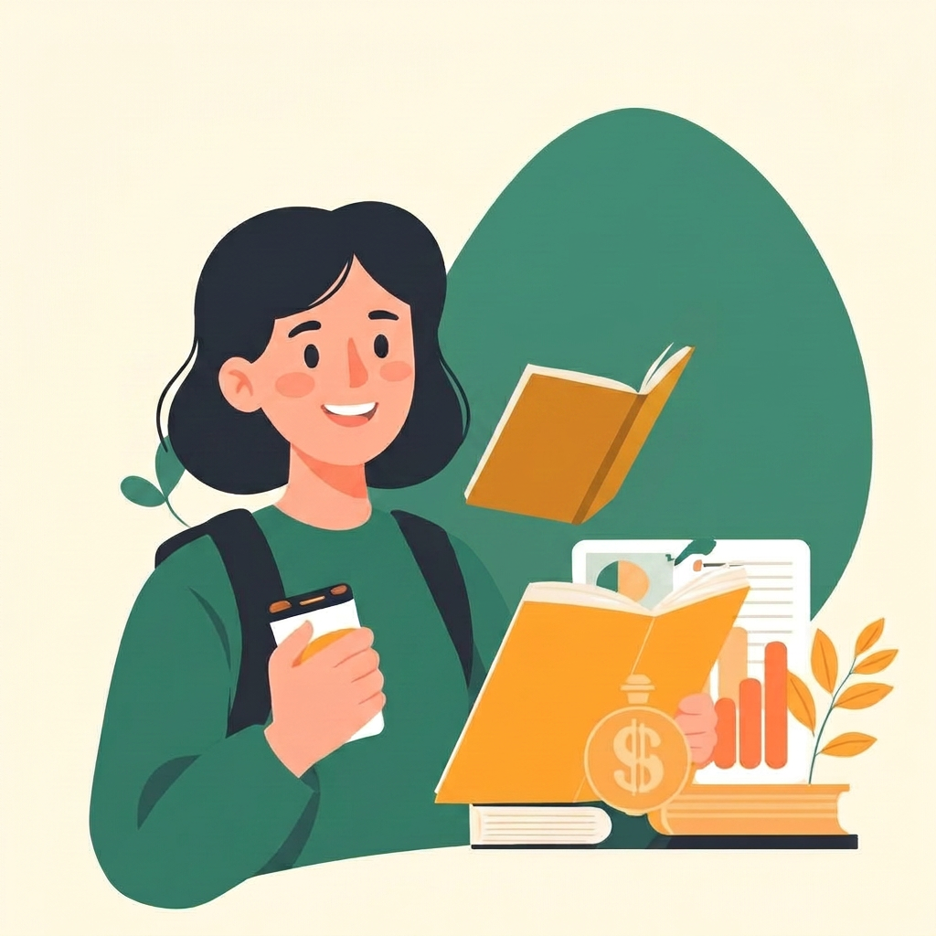 Illustration d'un étudiant gérant son budget